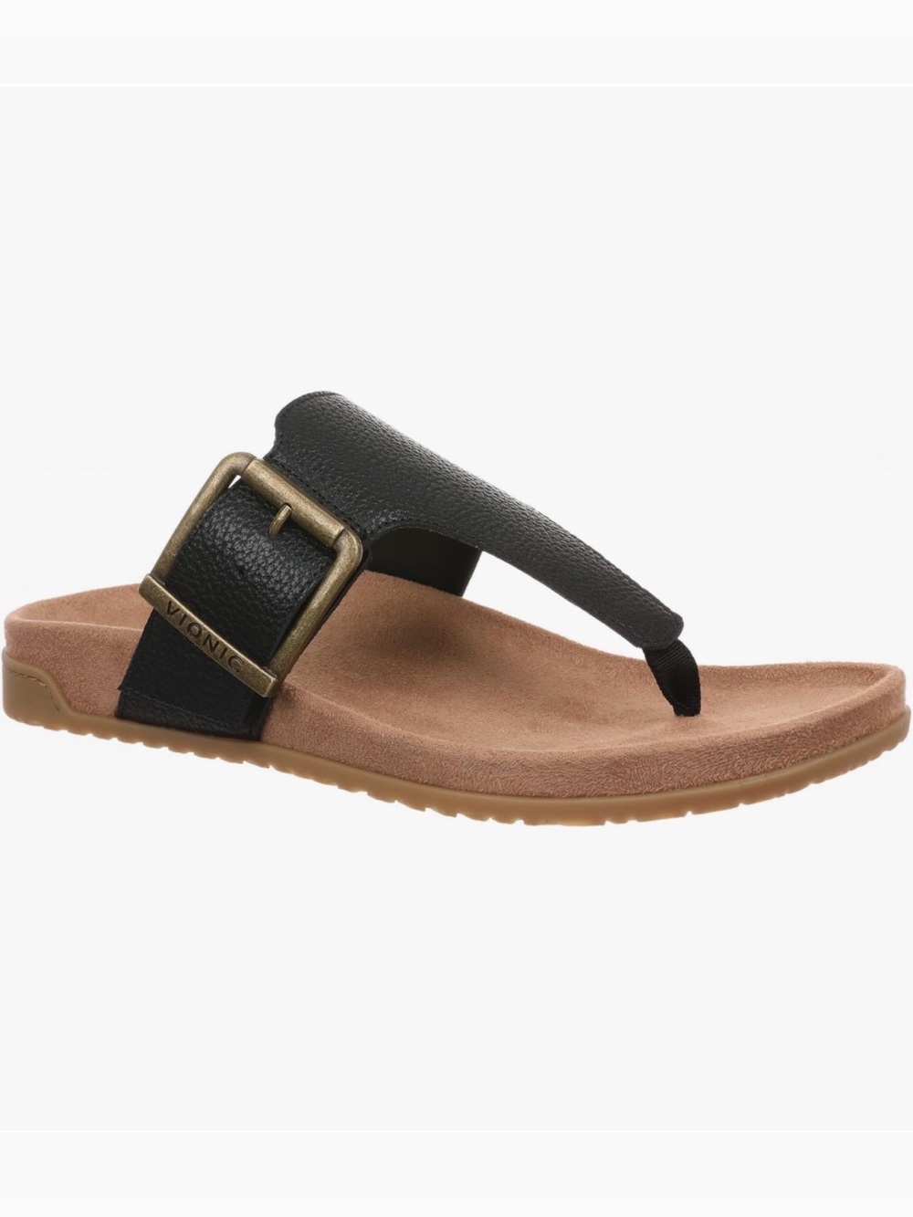 Vionic Women’s Emma Thong Black Leather Sandal Size 9